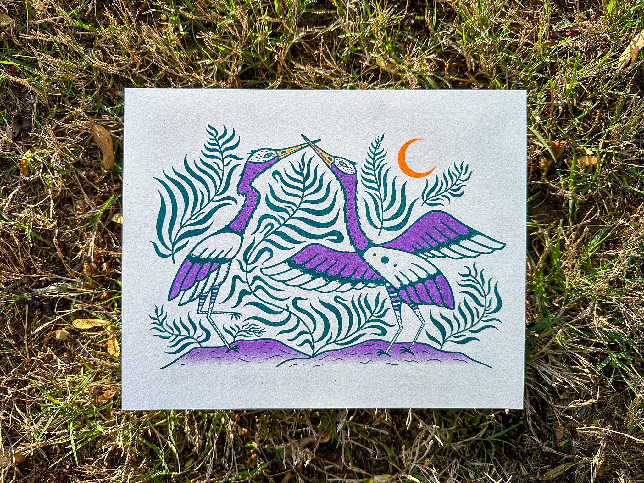 Crane Dance Risograph Art Print [Second Edition]